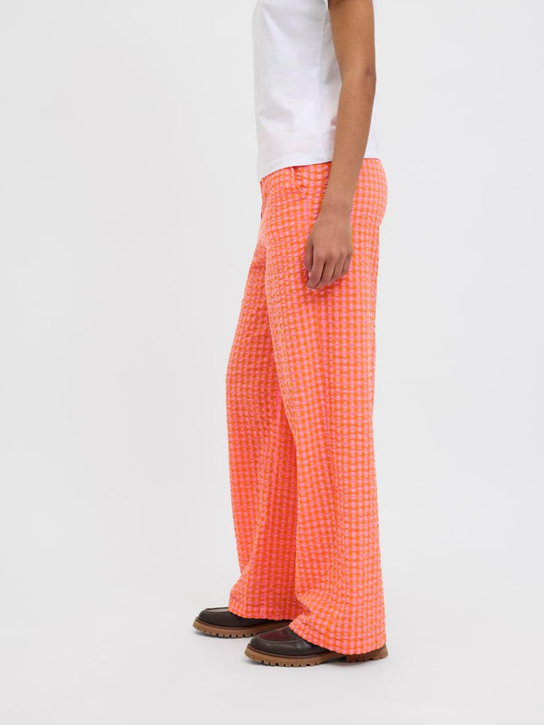 Product PANTALÓN TIRO ALTO CON CINTURA ELÁSTICA PETRA-Persimmon Orange Checks:Morning Glory - Image 7