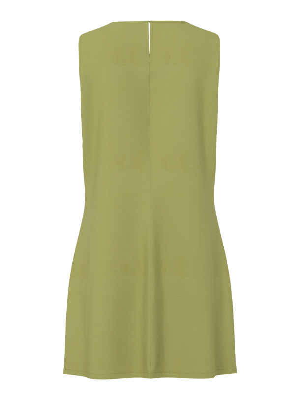 Product VESTIDO MINI LINO BUNNA-Green Olive Detail:Contrast stitching - Image 2