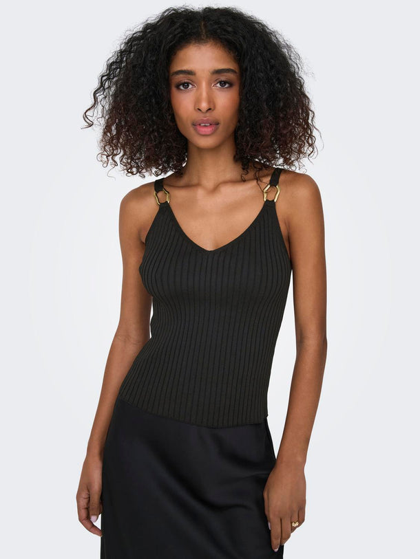 Product TOP ACANALADO CON HEBILLA METÁLICA THELMA-Black Detail:GOLD - Image 6