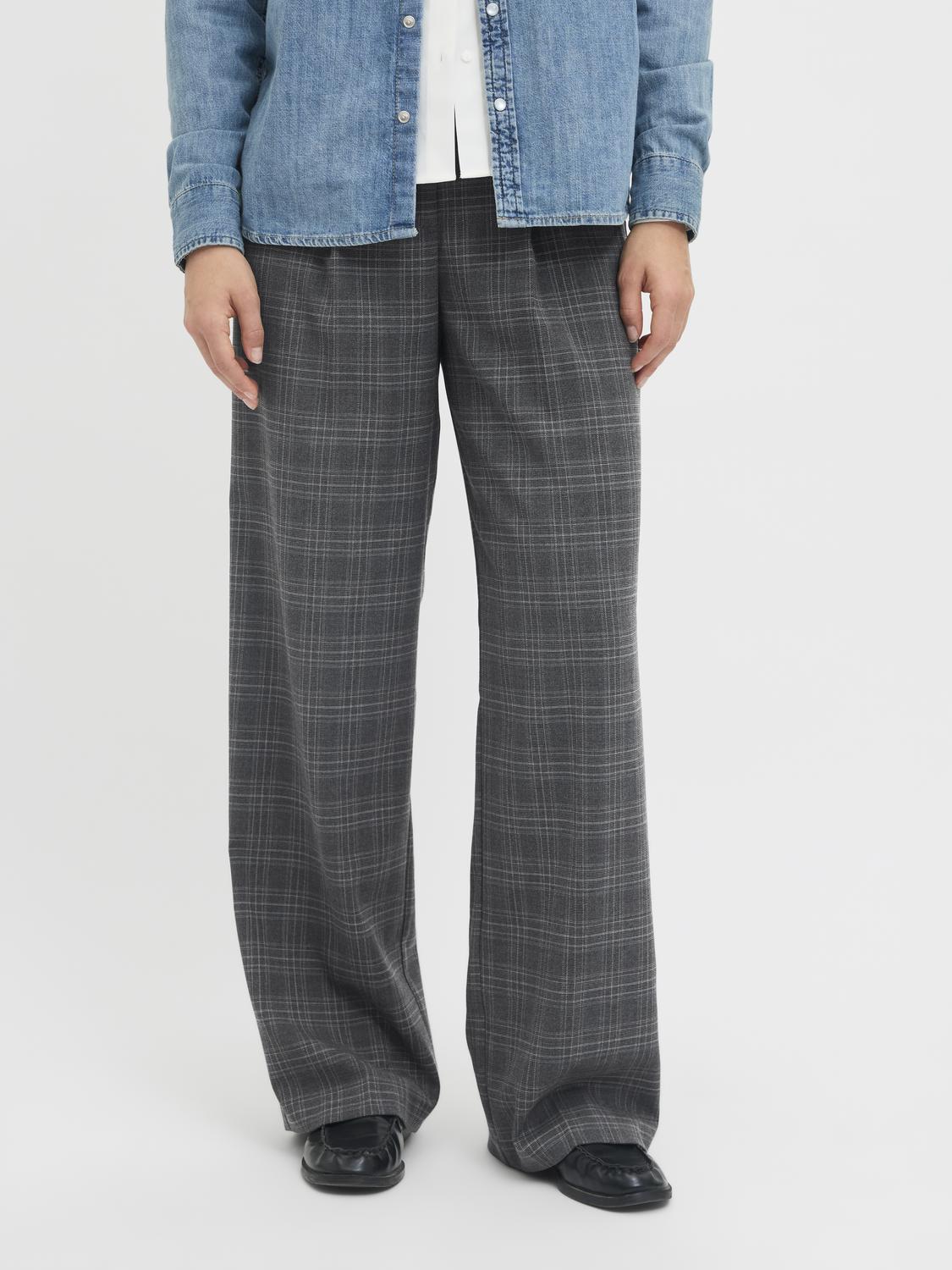 PANTALÓN SASTRERO WIDE ELLIS-Dark Grey Melange Checks:CHECK