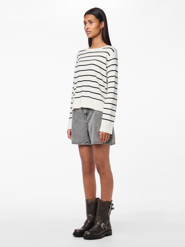 Product SWEATER JOY - Cloud Dancer Stripes:BLACK - Image 3