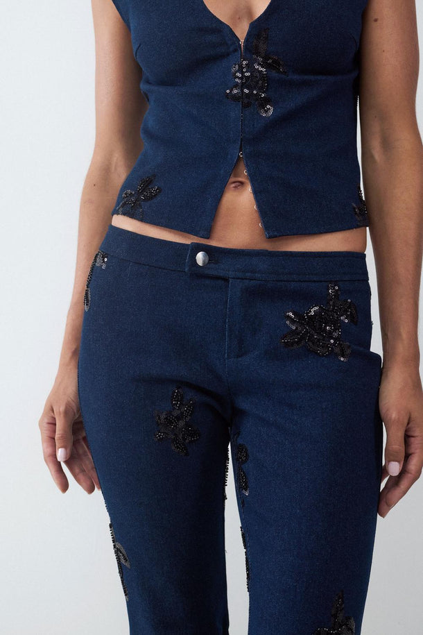 Product JEAN FLARE BORDADO LOW RISE BMK-Neon Navy - Image 6